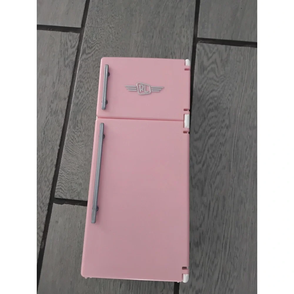 Pink Mini Fridge Dollhouse‎ Accessory Retro Style Refrigerator RL